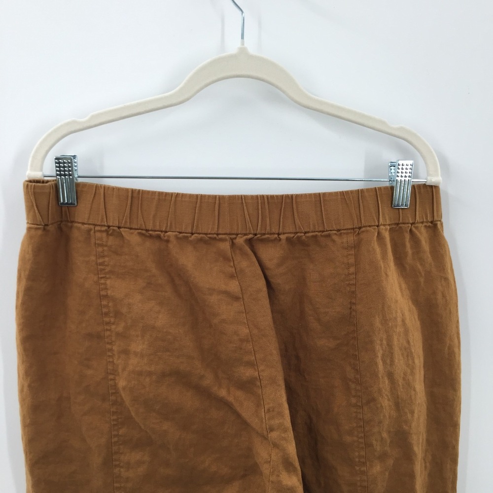 Eileen Fisher Organic linen brown wide leg boho quiet luxury pants minimalist L - Picture 8 of 10